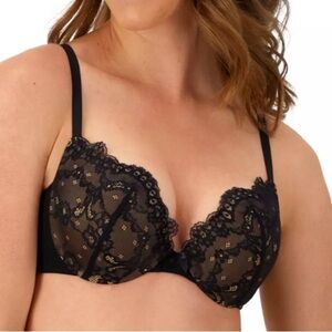 MAIDENFORM LOVE THE LIFT PUSH UP & IN UNDERWIRE BRA BLACK & NUDE 34D